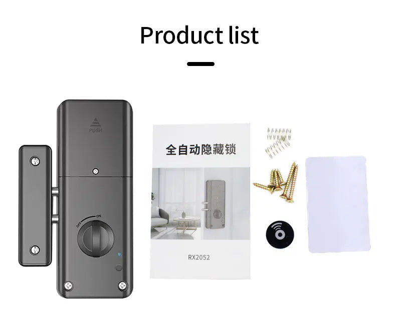 No Drilling Smart Tuya App Bluetooth Indoor Invisible Lock for Wooden Door Electronic 13.56 IC Card Lock Support Gateway to Wifi