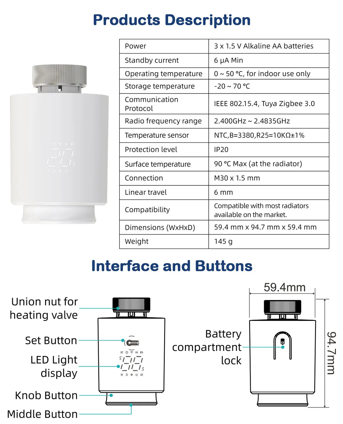 EZAIOT Tuya ZigBee Smart TRV Thermostatic Valve Thermostat Radiator Actuator Temperature Controller Voice Alexa Google Home Alic