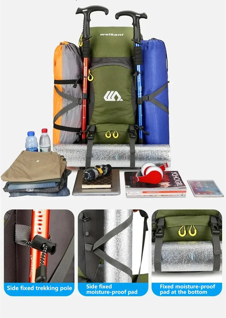 50L Travel Backpack Camping Bag For Men Large Hiking Bag Tourist Rucksack Waterproof Outdoor Sports Climbing Mountaineering Bag