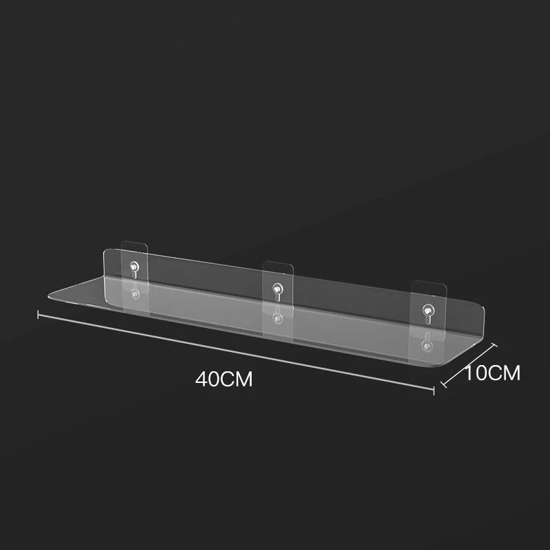 Storage Rack Acrylic Shelf Clear Wall Mounted Thick Transparent Floating Display Stick Bathroom Kitchen Ledge Organizer 20-50cm
