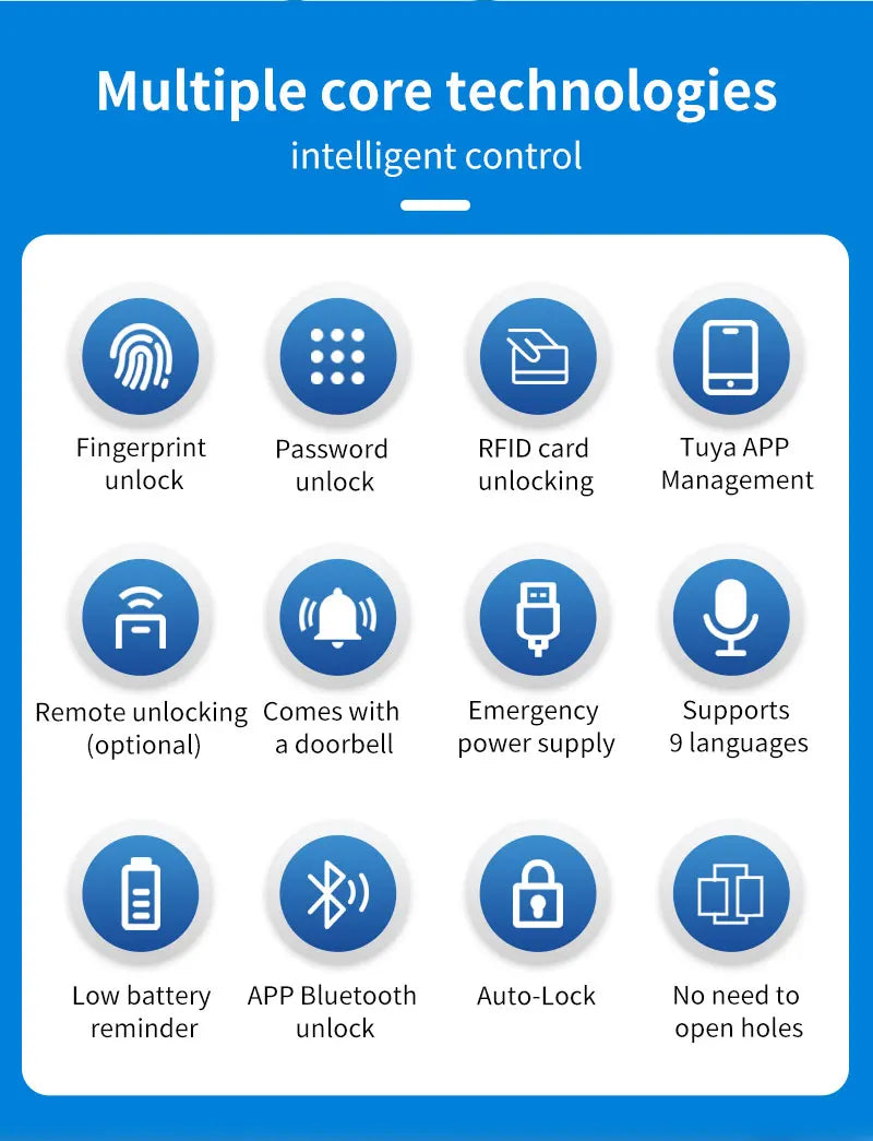 Tuya APP Glass Door Fingerprint Lock Bluetooth Smart Biometric Electronic Office Glass Door Lock 13.56Mhz RFID IC Keyless Unlock
