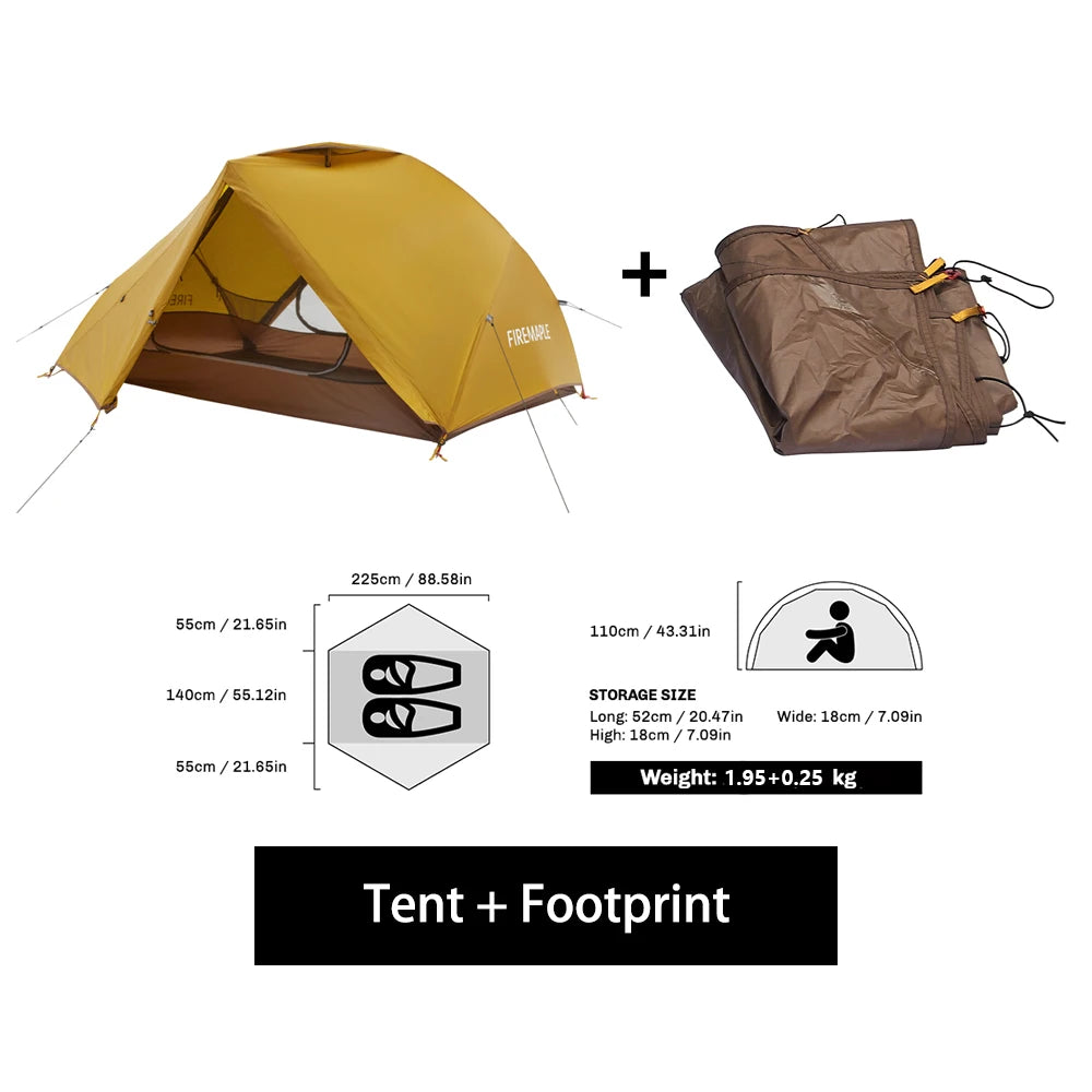 Fire-Maple Tropics Ultralight Backpacking Tent 2 Person 20D Waterproof Easy Setup Hiking Mountaineering Cycling Trekking 1.95KG