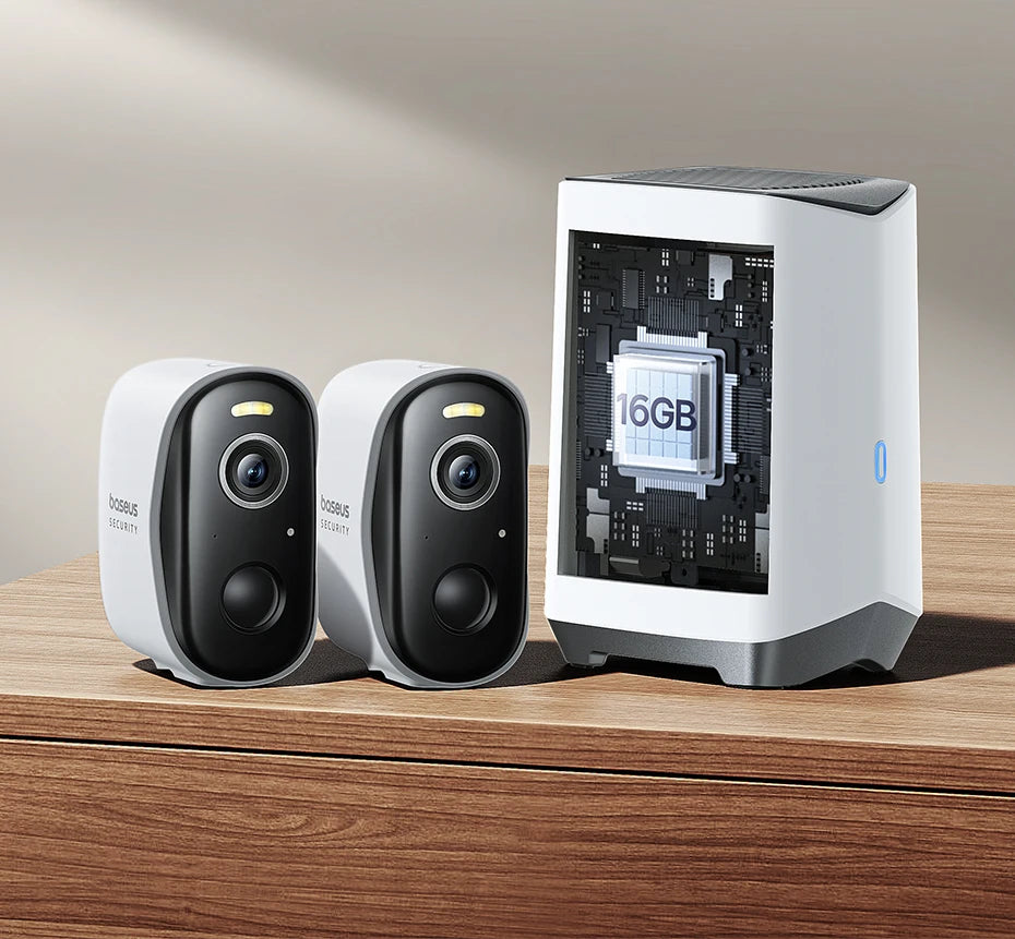 Baseus Security Protection Outdoor Camera N1 Series 2K 2-Cam Kit Wireless Home Security 210-Day Battery Life HomeKit 16TB Memory
