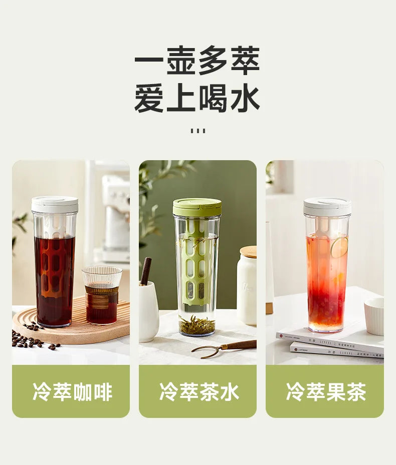 1L Manual Cold Brew Coffee Maker with Handle High-capacity Water Bottle Summer Portable Juices Tea Fruit Coffeeware Pot