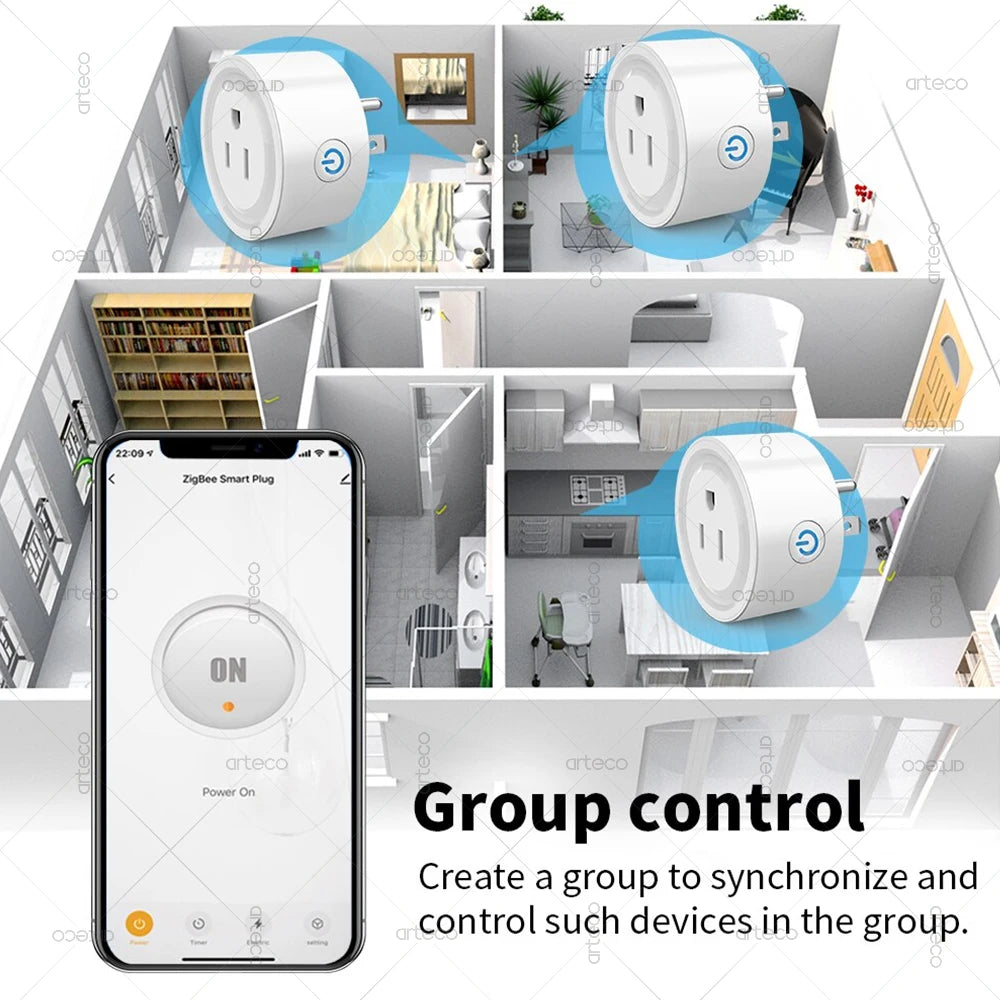 Tuya 16A Smart Plug Zigbee WiFi Socket US Standard Canada Mexico Power Monitoring Timing Function Works With Alexa Google Home