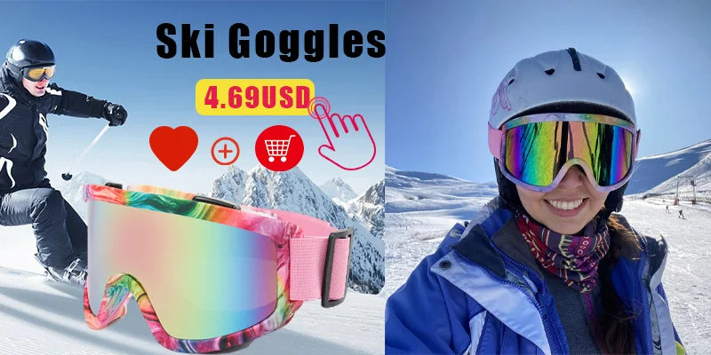 Ski Snowboard Goggles Anti-Fog Skiing Eyewear Winter Outdoor Sport Cycling Motorcycle Windproof Goggles UV Protection Sunglasses