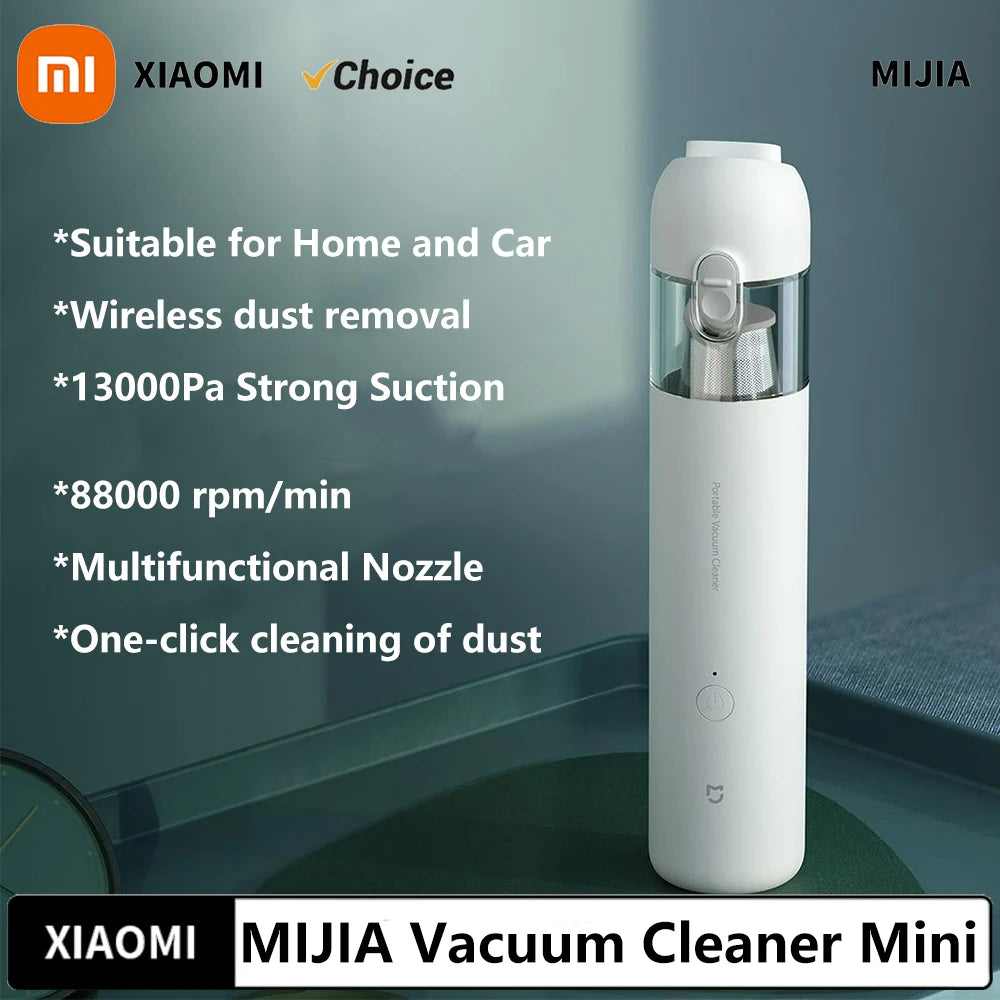 2025 NEW XIAOMI MIJIA Portable Handheld Vacuum Cleaner For Home Car Mini Wireless Dust Catcher Collector 13000PA Cyclone Suction