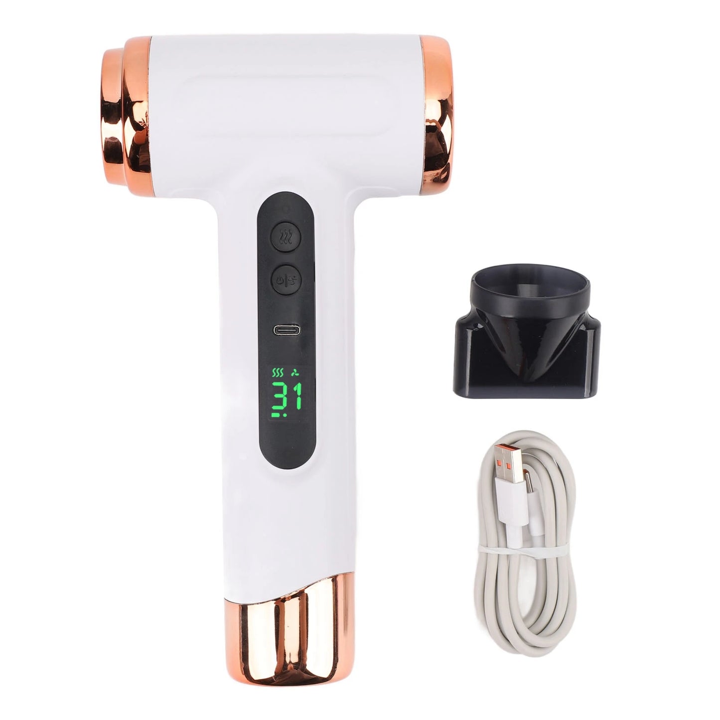 Hot and Cold Air Hair Dryer 15000mAh 200W Lightweight Multi Modes Portable Hair Dryer Ergonomic Grip with Nozzle for Travel