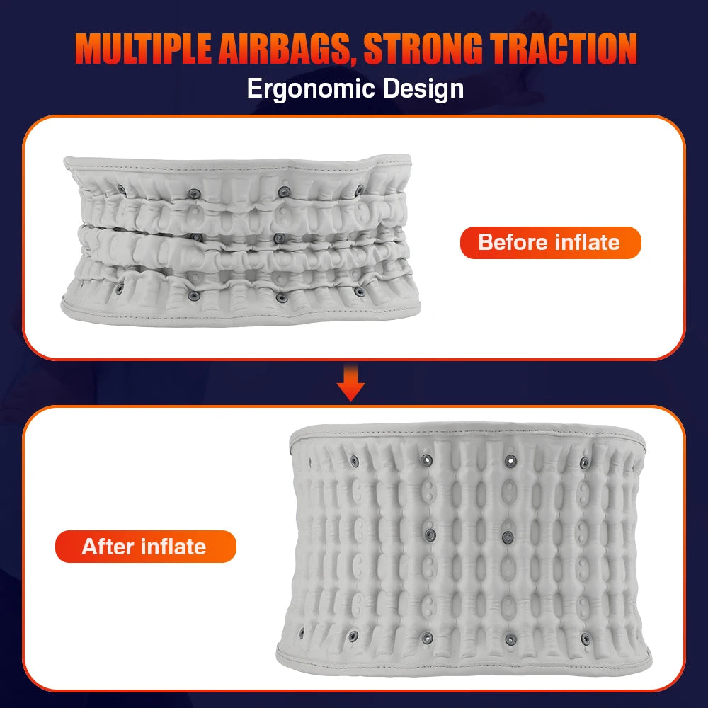 Lumbar Traction Device Heating Airbag Inflatable Decompression Back Belt Hot Compress Massage Men Women Waist Support Belt