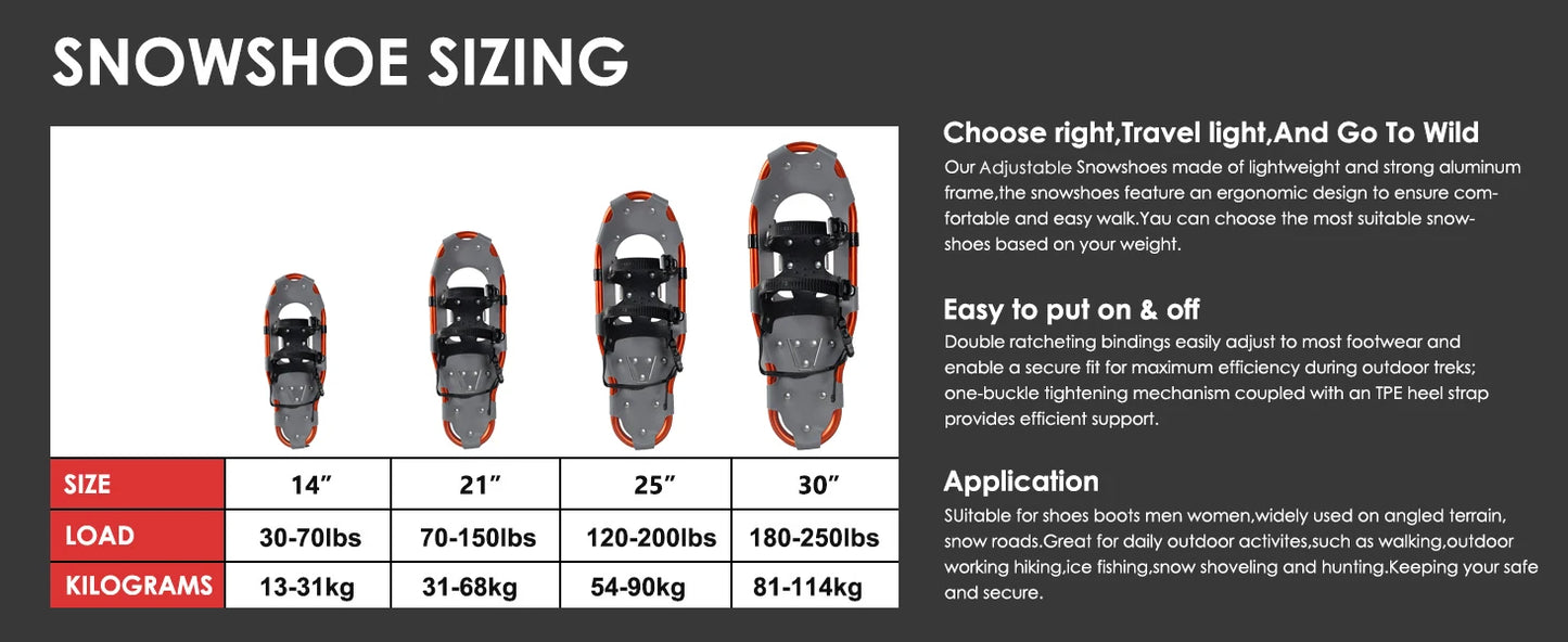 30 Inch Lightweight Snowboard Aluminum Alloy Outdoor Snow Walking Shoes Snowshoes