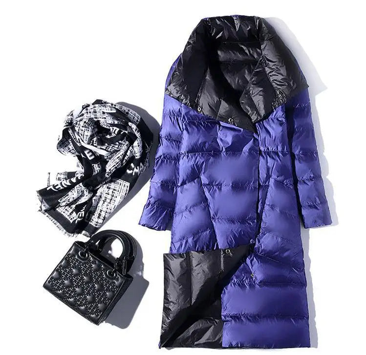 Fashionable White Duck Down New Double-sided Ultra Light Jacket for Women's Winter Slim Fit Single Breasted Warm Parka Coat