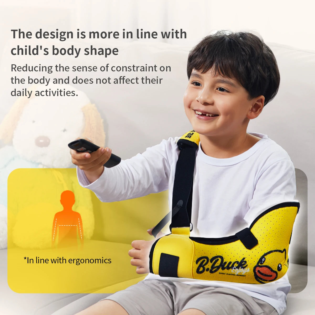 VELPEAU Kids Arm Sling Shoulder Immobilizer with Waist Strap, Sponge Filled Design, Arm Support Brace for Children, Boys, Girls
