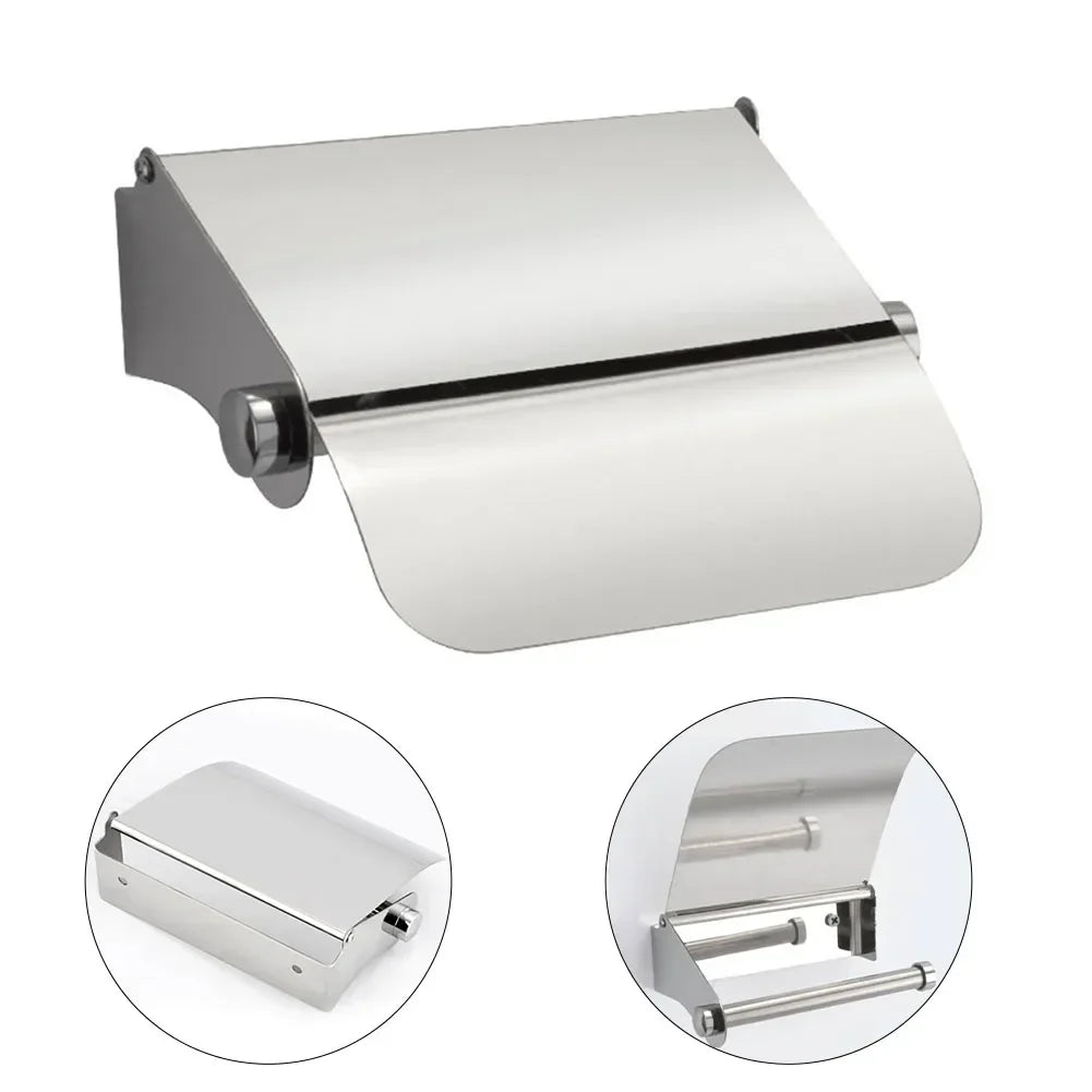 Toilet Roll Paper Holder Organizer Wall Mount Storage Stand Kitchen Bathroom No Drill Paper Stand Tissue Dispenser
