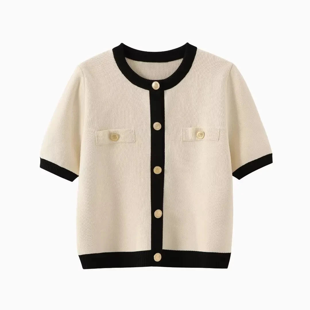 TRAFZA Autumn Fashion Women Sweater Coats Solid O-Neck Long Sleeves Pockets Buttons Single Breasted Female Casual Knitted Coat