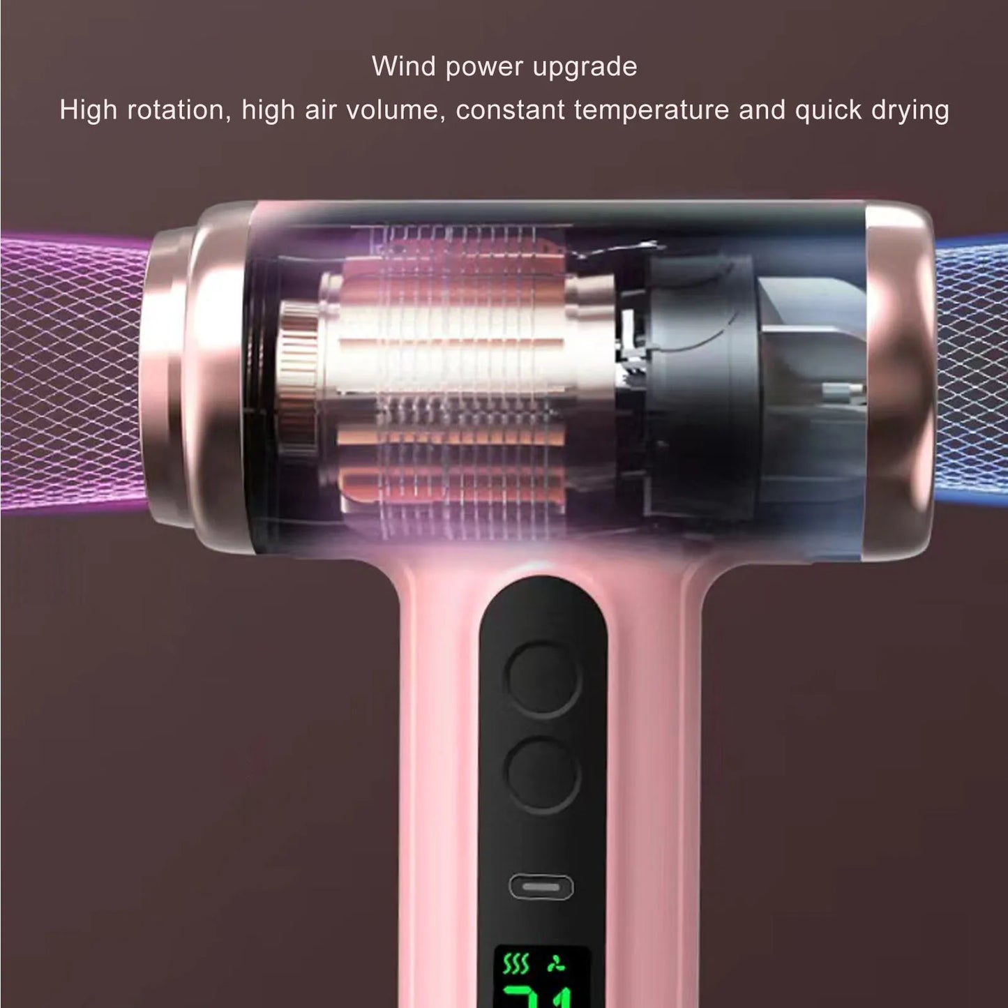 Hot and Cold Air Hair Dryer 15000mAh 200W Lightweight Multi Modes Portable Hair Dryer Ergonomic Grip with Nozzle for Travel
