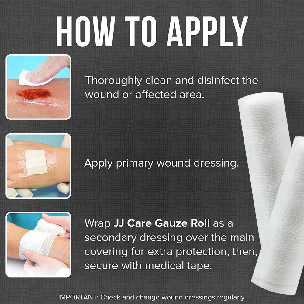 1Roll Gauze Bandage Rolls, Disposable Elastic Bandages, Breathable Cotton Wound Care Dressing Gauze Nursing Survival Kits