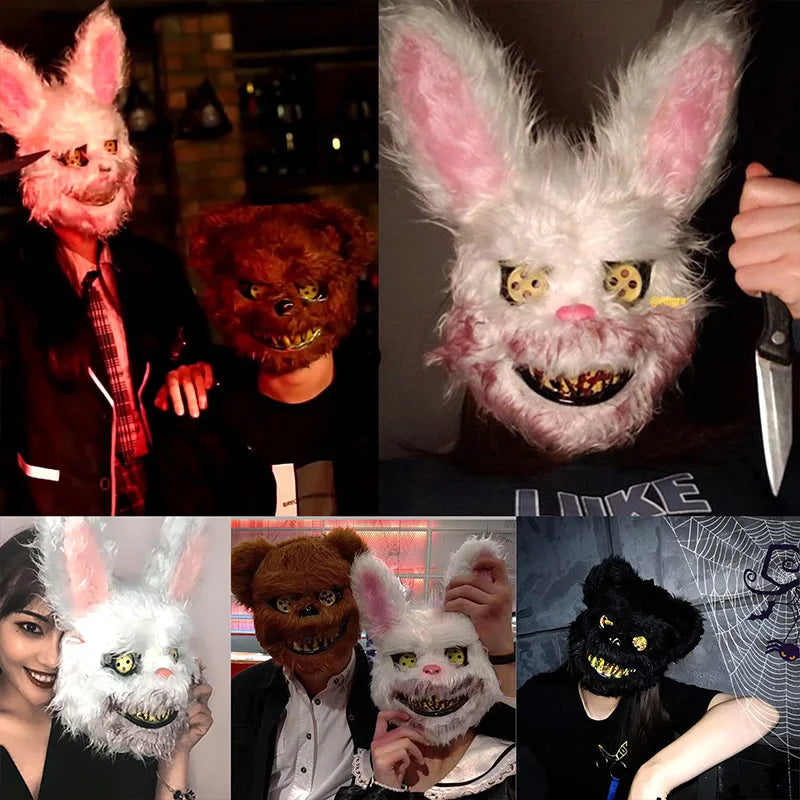 Cartoon Bear Rabbit Halloween Cosplay Face Mask Fancy Party Stage Make-up Scary Head Cover Carnival Costume Prop Masquerade Mask
