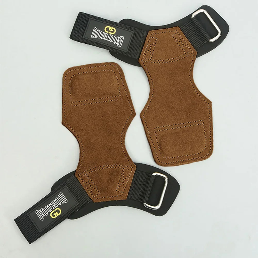 Wrist Straps for Weightlifting Double Layers Cow Leather Gloves Women Men Deadlift Maximum Grip Support Bench Press Pull-up F18