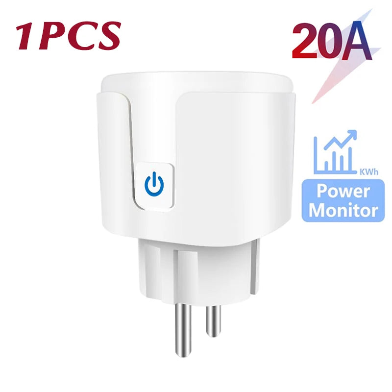 TUYA Smart Plug WiFi Socket EU 16A/20A With Power Monitor Timing Function Voice Control Works With Alexa Google Home