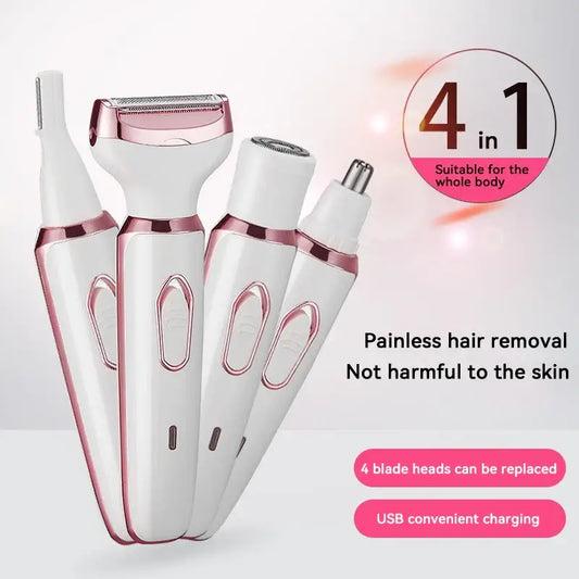 4 In 1 Electric Lady Shaver Body Hair Removal Epilator Painless Cordless Trimmer Razor Gifts For Women
