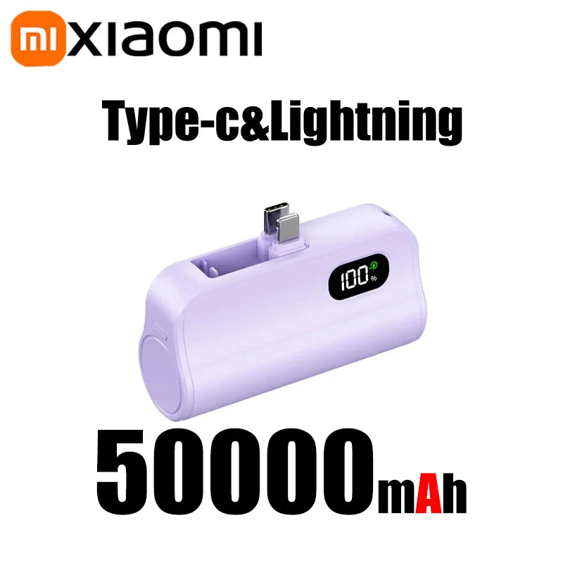 Xiaomi Mini Power Bank 50000mAh 2-in-1 Large Capacity LED Digital Display Portable Fast Charging External Battery For IPhone New