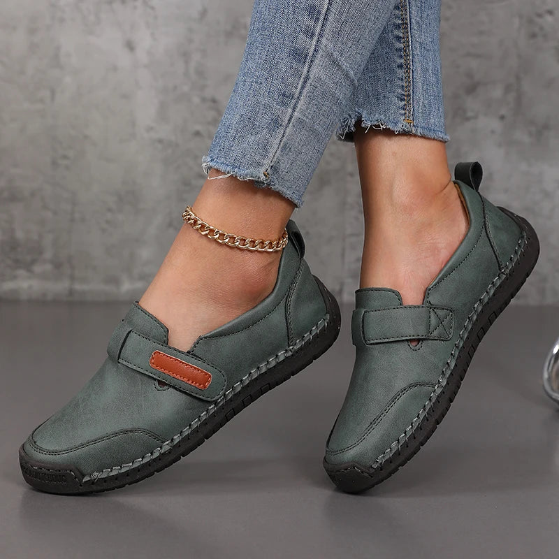 Handmade Leather Women Shoes Casual Comfortable Slip on Loafers Women Leather Shoes Moccasins Walking Shoes Summer Direct Sales