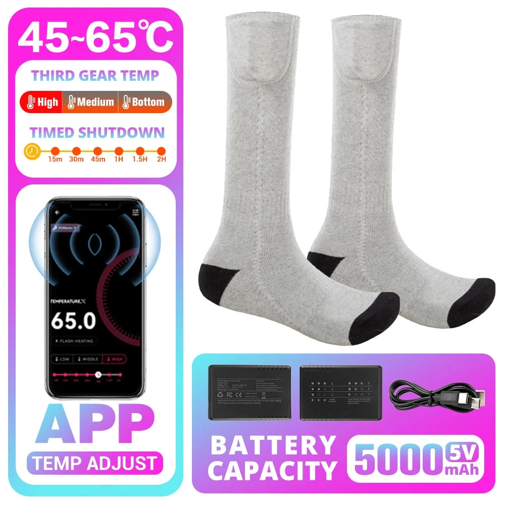 Winter Heated Sock Rechargeable Battery Stocking Men Women Electric Heating Ski Socks Sports Thermal Warmer Foot