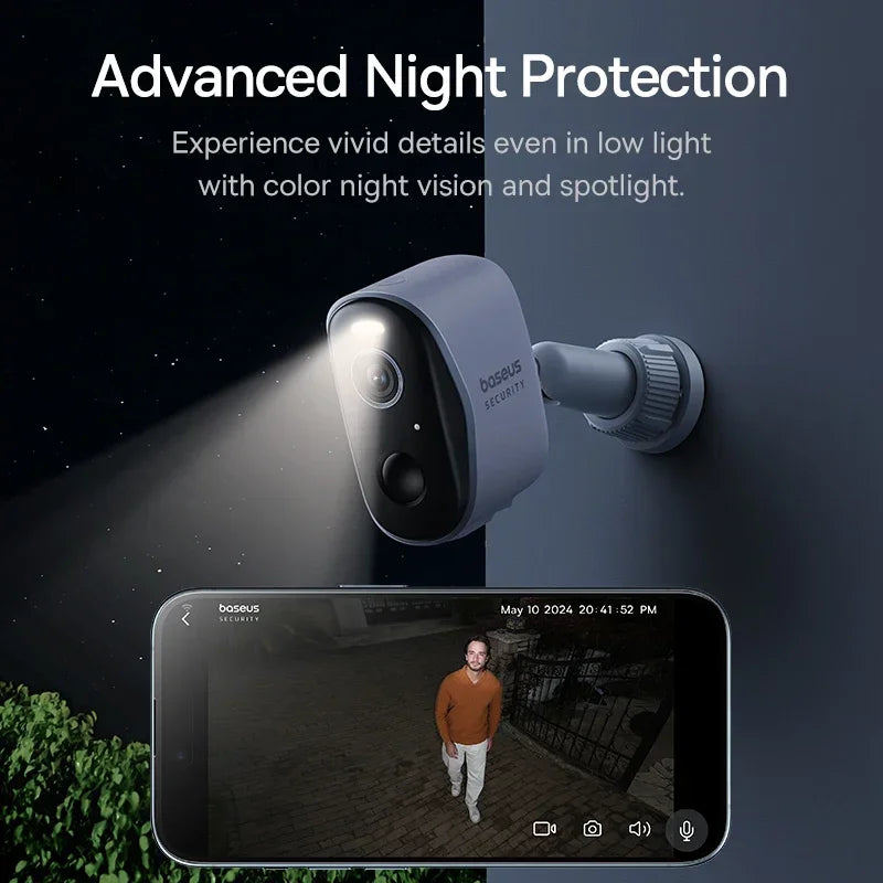 Baseus Security Protection Outdoor Camera N1 Series 2K 2-Cam Kit Wireless Home Security 210-Day Battery Life HomeKit 16TB Memory