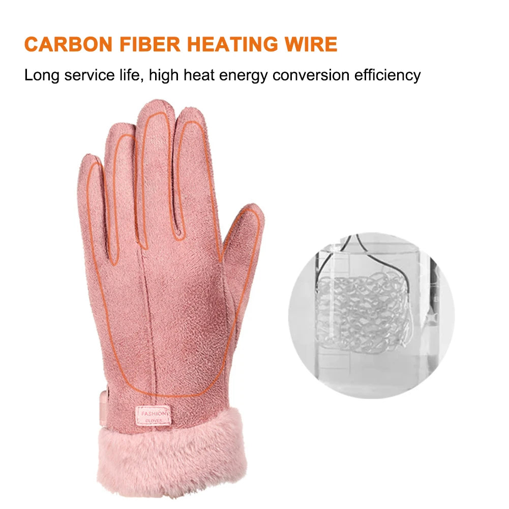 Heated Full Finger Mittens Touch Screen USB Warm Hand Heating Gloves Windproof Constant Temperature for Skiing Riding Hiking