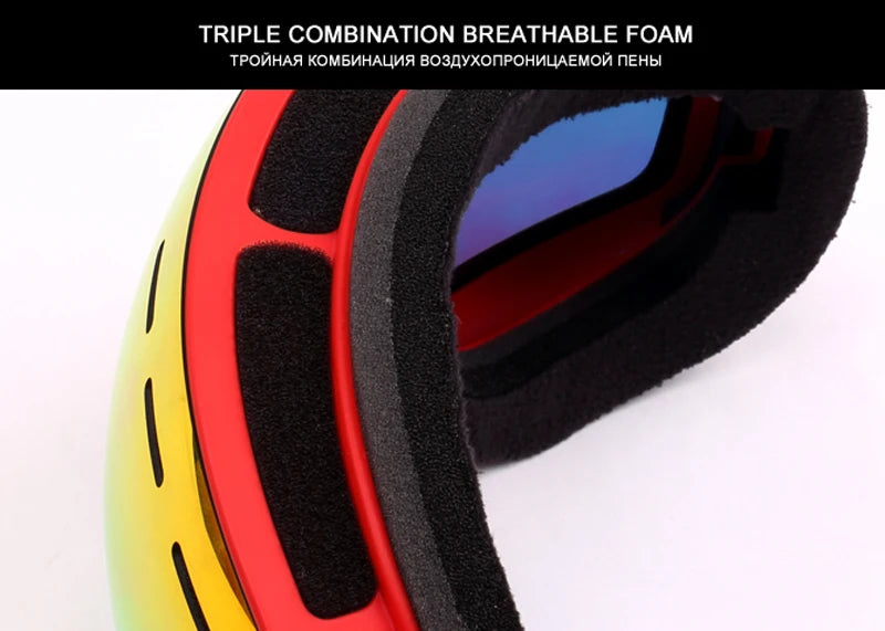 PHMAX Ski Goggles Men Snowboard Glasses Women Winter Outdoor Snow Sunglasses UV400 Double Layers Lens Anti-Fog Skiing Goggles