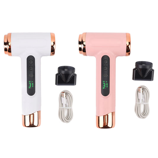 Hot and Cold Air Hair Dryer 15000mAh 200W Lightweight Multi Modes Portable Hair Dryer Ergonomic Grip with Nozzle for Travel