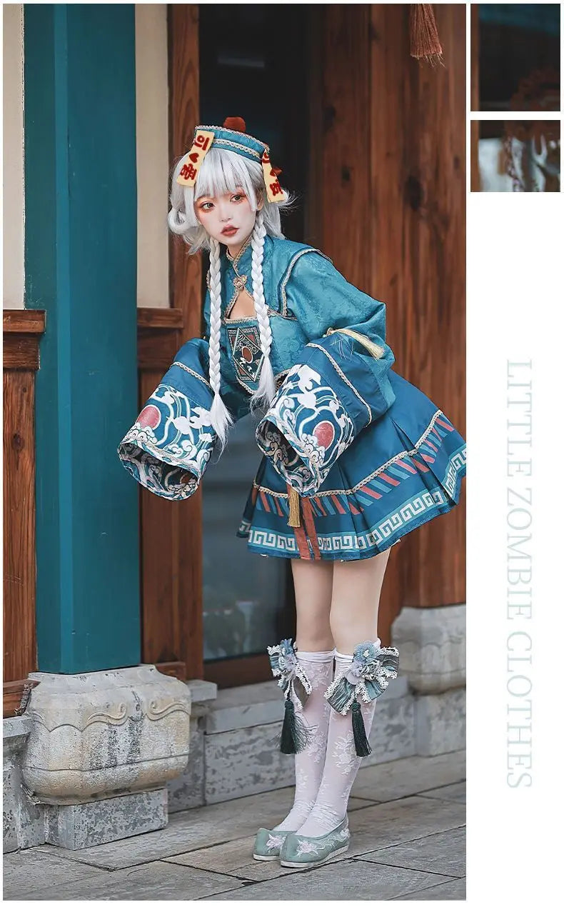 Vampire Easter Zombie Costume Cosplay Women Lolita Dress Hat Wig Anime Maid Chinese Carnival Party Gothic Clothes Skirt Outfit
