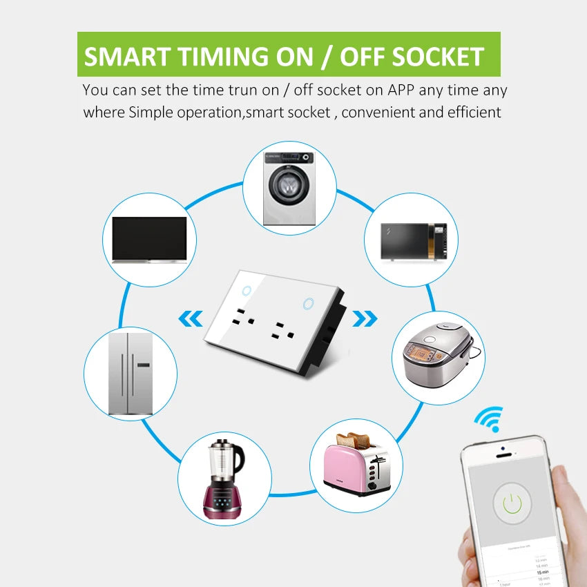 Melery WIFI Smart Wall Socket US Electrical Plug Outlet Power Monitoring Touch Switch Wireless Remote,Alexa Google Home Kitchen