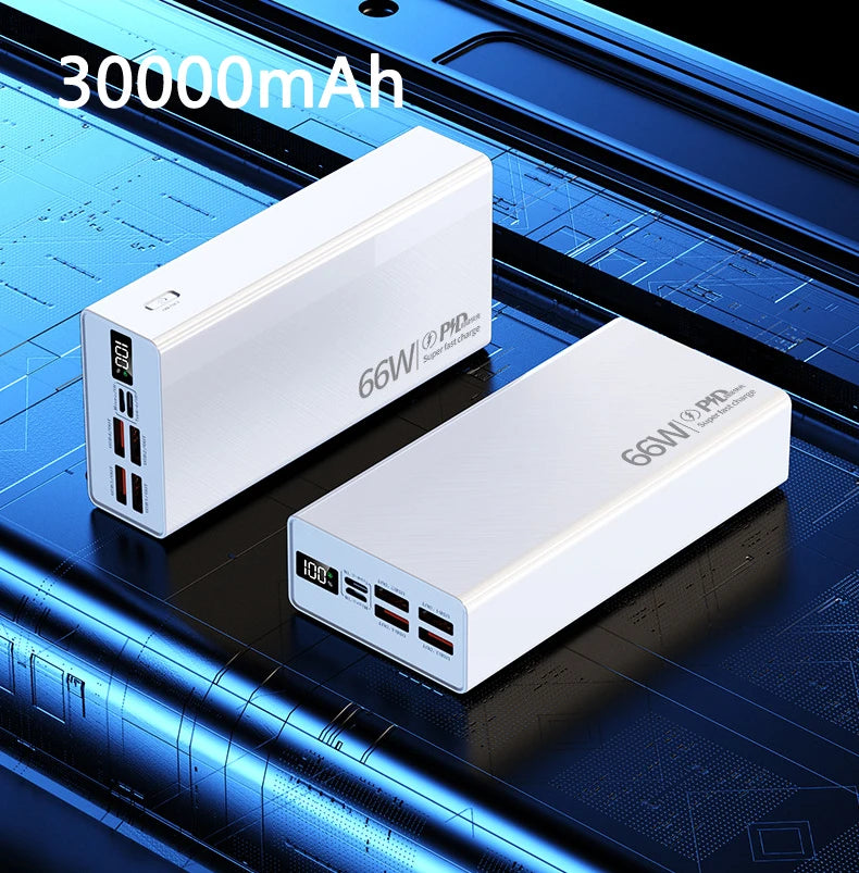 Power Bank 30000mAh 66W Fast Charging Powerbank Portable Charger External Battery Pack For iPhone 15 14 13 Huawei Xiaomi Samsung