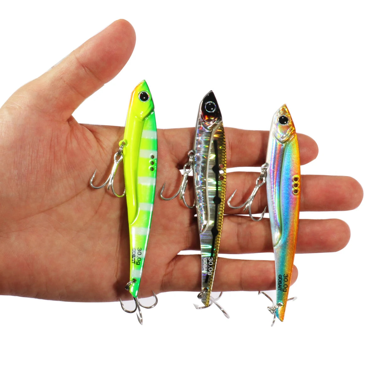 GOBAIT VIB Fishing Lure 20g 25g 30g Metal Jig Sinking Blade Treble Hook Spinner Spoon Cast RATION Carbon Steel Tackle Hard Bait