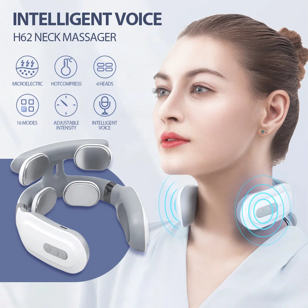 Smart Back Neck Massager TENS Pulse Shoulder Neck Massage Cervical Heating Relieve Pain Muscle Health Care