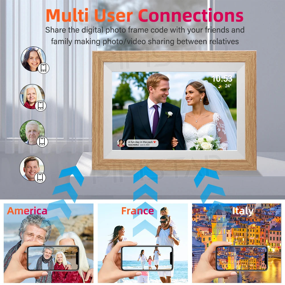 10.1-inch WiFi smart digital photo frame Frameo digital photo frame with high-definition IPS touch screen automatic rotationPicture FramesGoWisse.com