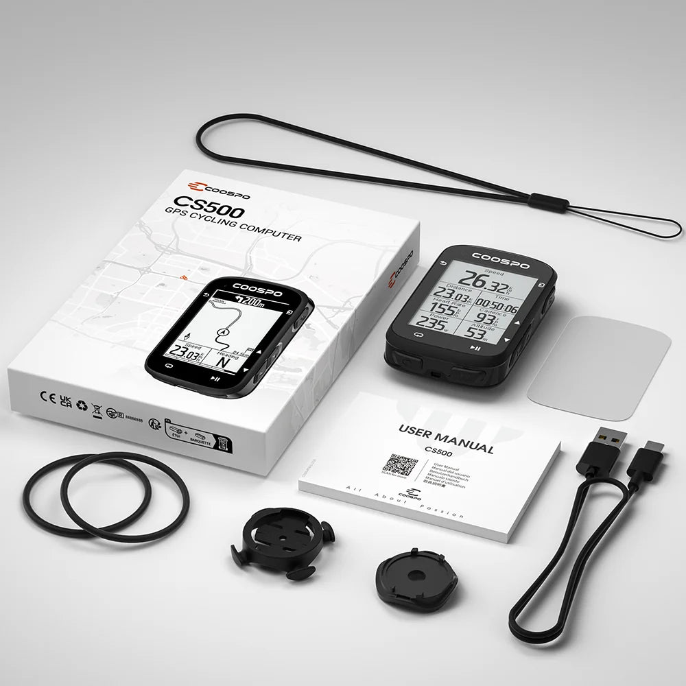 COOSPO CS500 Route Navigation Bike Computer GPS Cycling Odometer Wireless Bicycle Speedometer Cycle Stopwatch ANT+ Bluetooth5.0