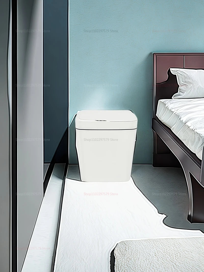 15L contactless smart sensor trash can automatically bag electronic waste trash can touchless bathroom kitchen white smart home