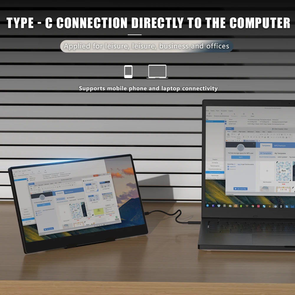 MUCAI N140-S36 Portable Display 14 Inch 60Hz Resolution 1366*768 TN Panel 250cd/㎡ Brightness 3ms Response Portable MonitorComputer MonitorsGoWisse.com
