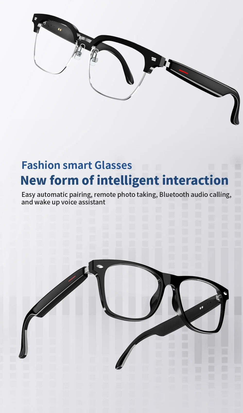 For Xiaomi E13 Smart Glasses:Blue Light Filtering Polarized Sunglass Lenses Audio Built-in Mic & Speakers Touch Voice Assistant