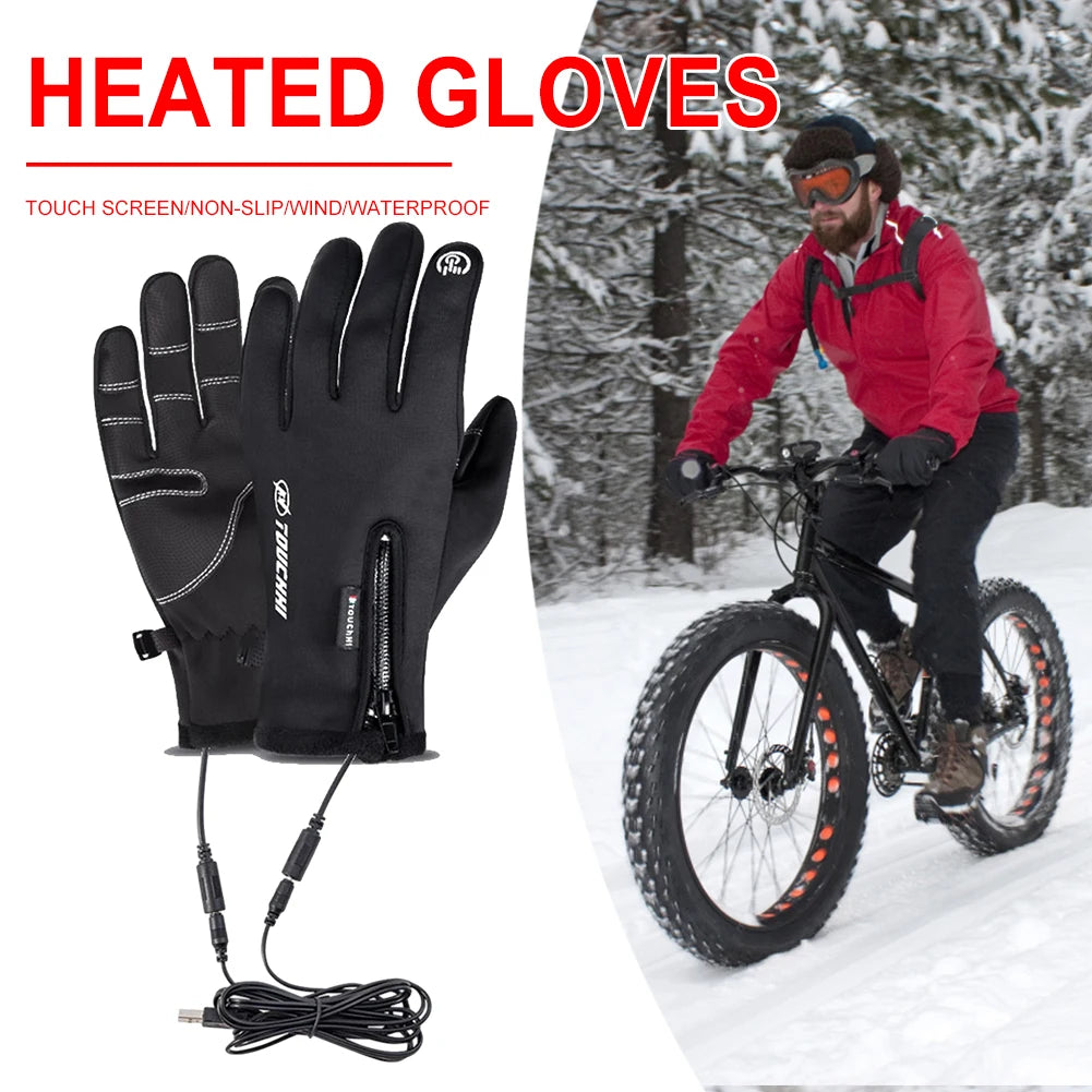 USB Touch Screen Gloves Electric Heated Hand Warmer Winter Ski Gloves for Cycling Running Driving Hiking Walking for Women Men