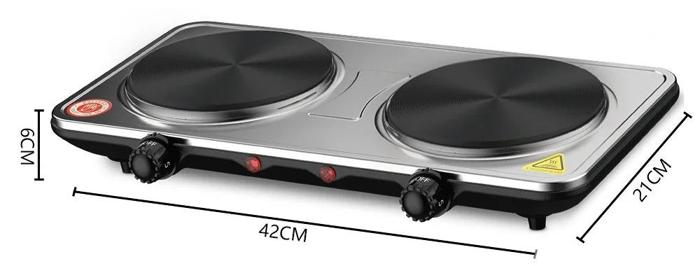 USA Double Head Electric Ceramic Stove Induction Cooker Double Oven Household High Power Stainless Steel Cookware 220V