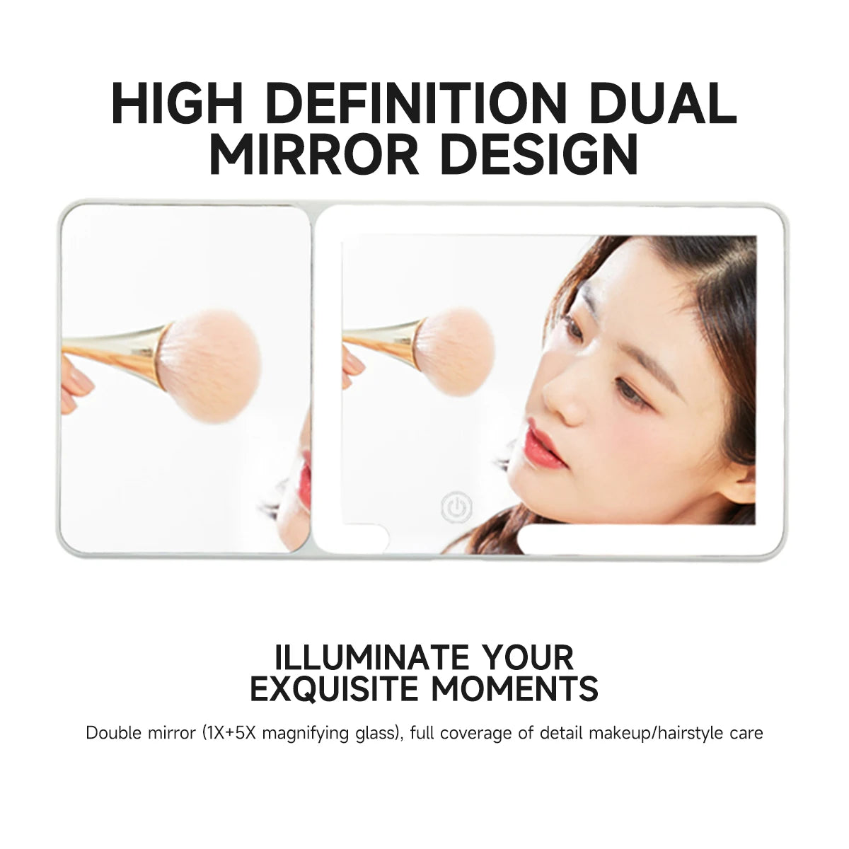 Car Sun Visor Makeup Mirror LED Touch Screen Adjustable Brightness Auto Interior Makeup HD Mirror with Magnifying Glass