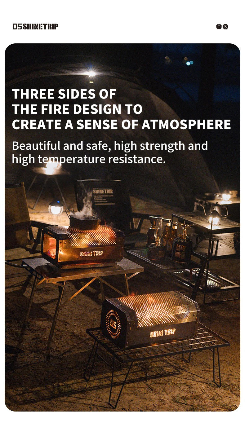 ShineTrip Camping Portable Stainless Steel Folding Table BBQ Heat Resistant Table Outdoor Honeycomb Tabletop Incinerator