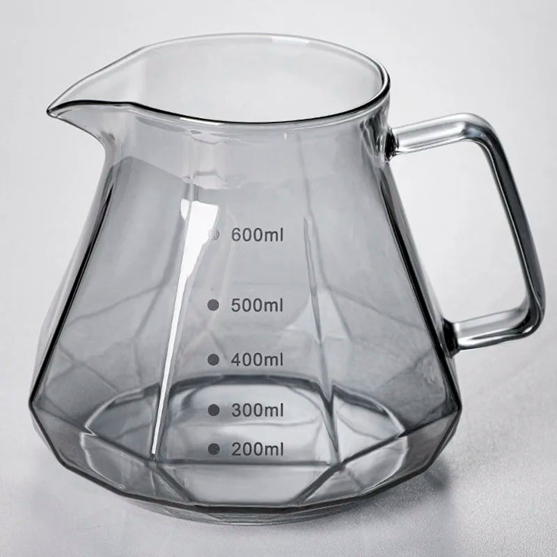 Leeseph Espresso Glass Carafe Coffee Pot, Pour Over Coffee Filter Kettle - 400ml 600ml Diamond Glass Coffee Sharing Pot