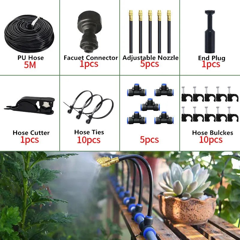 Automatic Sprayer System Patio Misting Cooling Adjustable Rotating Copper Atomizing Nozzle Nebulizer Sprinkler irrigation kit