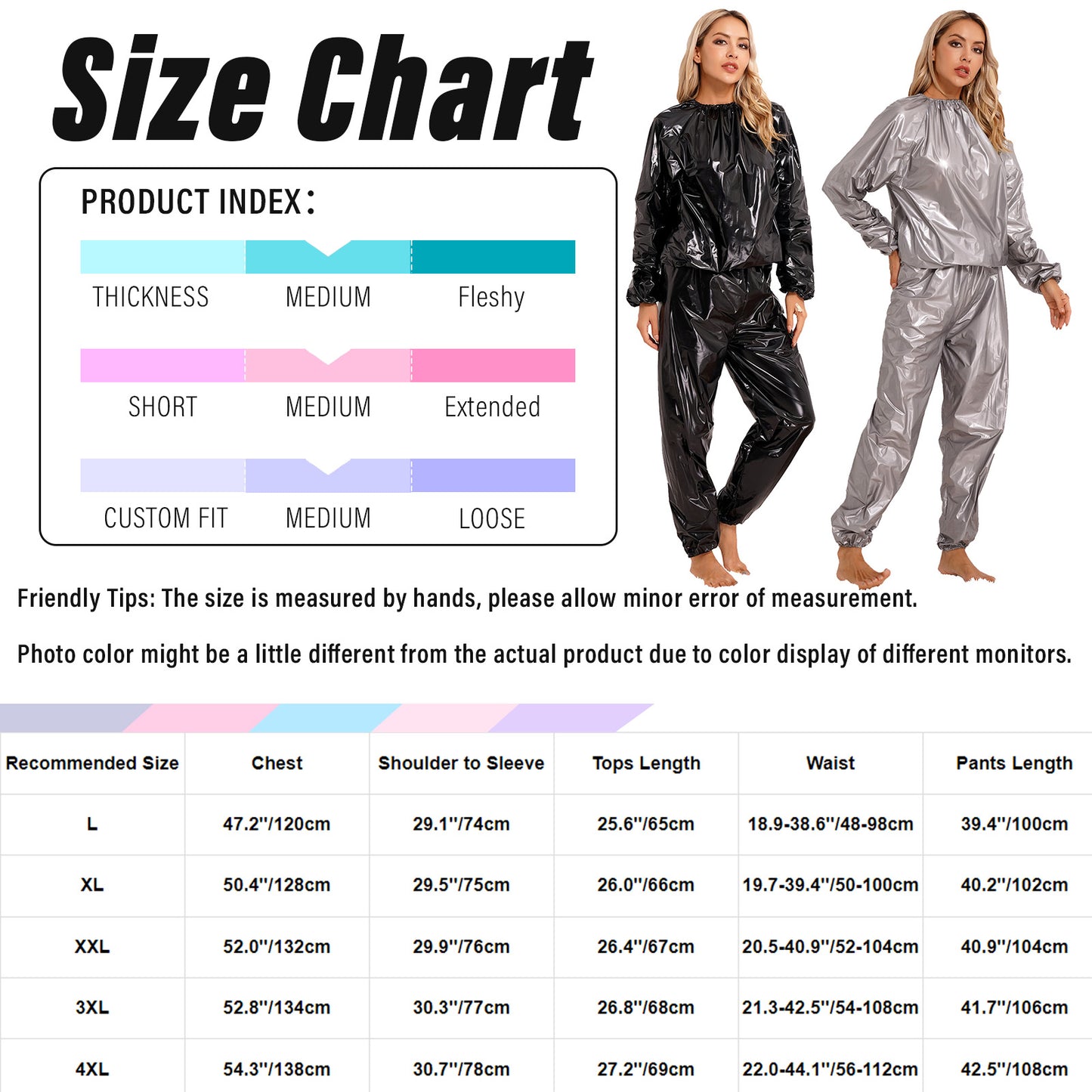 2Pcs Women Sauna Suit PVC Long Sleeve Elastic Cuff Top Pants Set Fitness Gym Workout Outfit Sweat Suits for Adults Clothes Sets