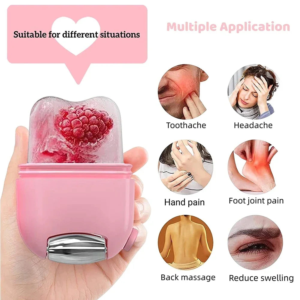 2In1 Silicone Ice Facial Roller Skin Care Beauty Lifting Contouring Tool GuaSha Roller Puffiness Skin Care Beauty Treatment Tool