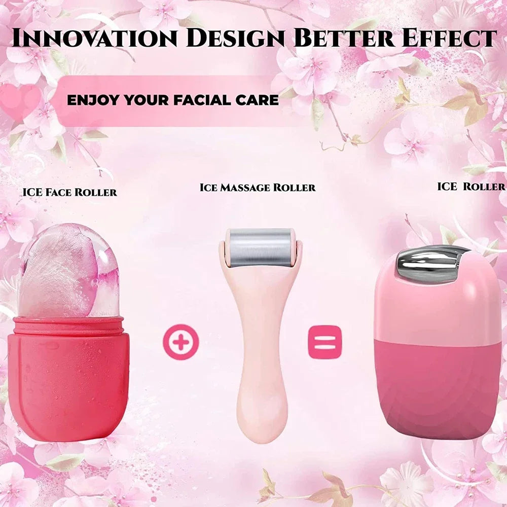 2In1 Silicone Ice Facial Roller Skin Care Beauty Lifting Contouring Tool GuaSha Roller Puffiness Skin Care Beauty Treatment Tool